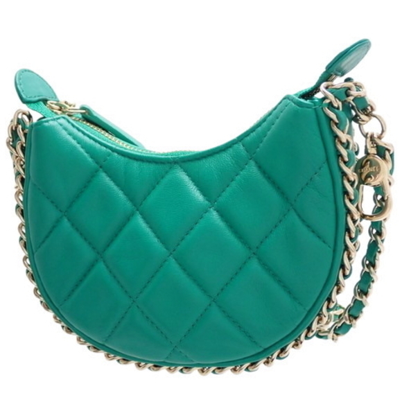 Chanel Bag Lambskin Green Matelasse Hobo - Picture 1 of 6